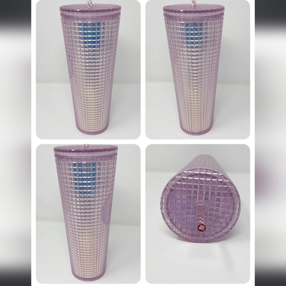 STARBUCKS SET Holiday Disco Iridescent Sakura Pink Plum Cold Tumblers SET of 2 - Picture 6 of 6
